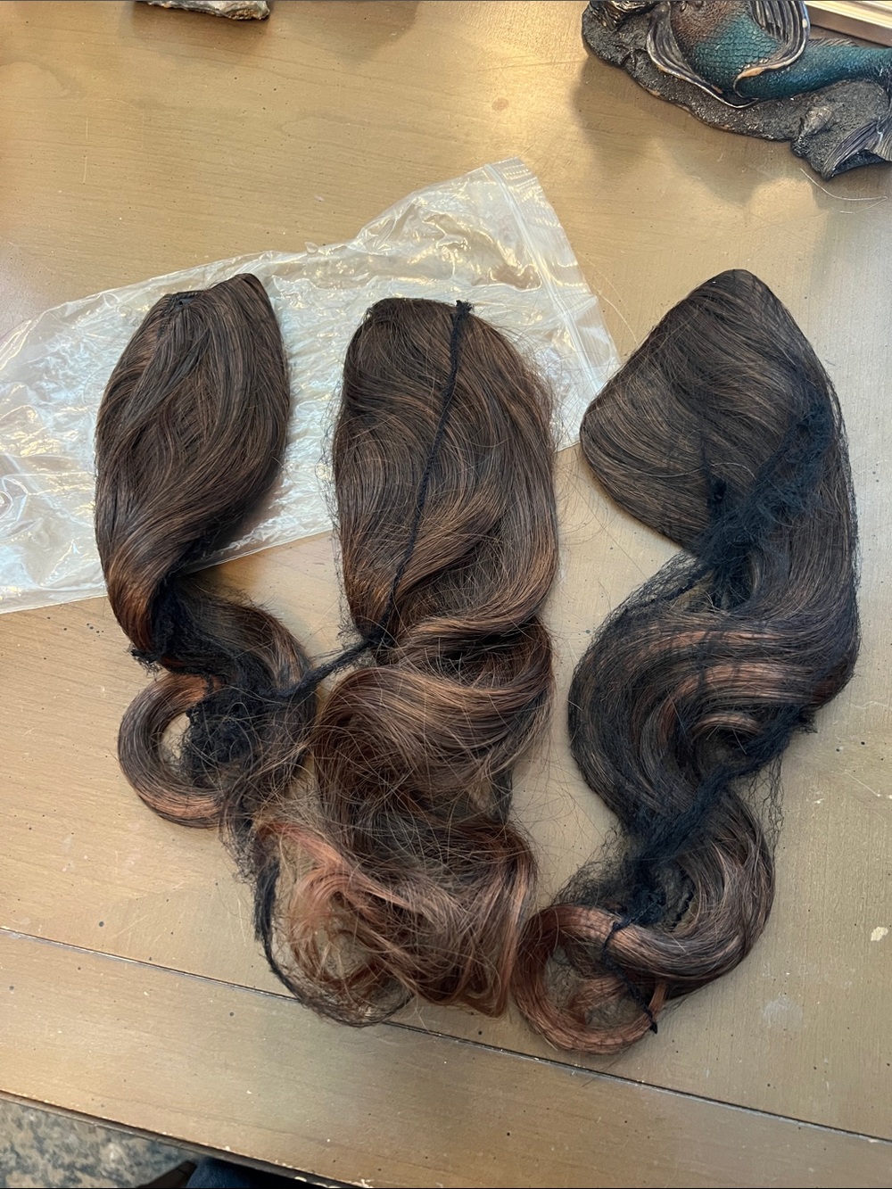 Women’s Dark Brown Clip-In Hair Extensions - Natural Wave. Set of 3
